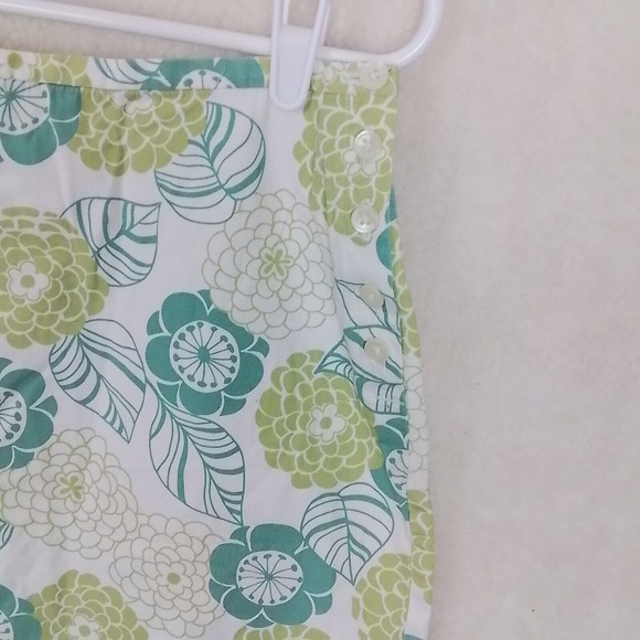 LOFT 100% Cotton Casual Short Skirt Size 12 Petite in White Green Floral Design - Picture 5 of 9
